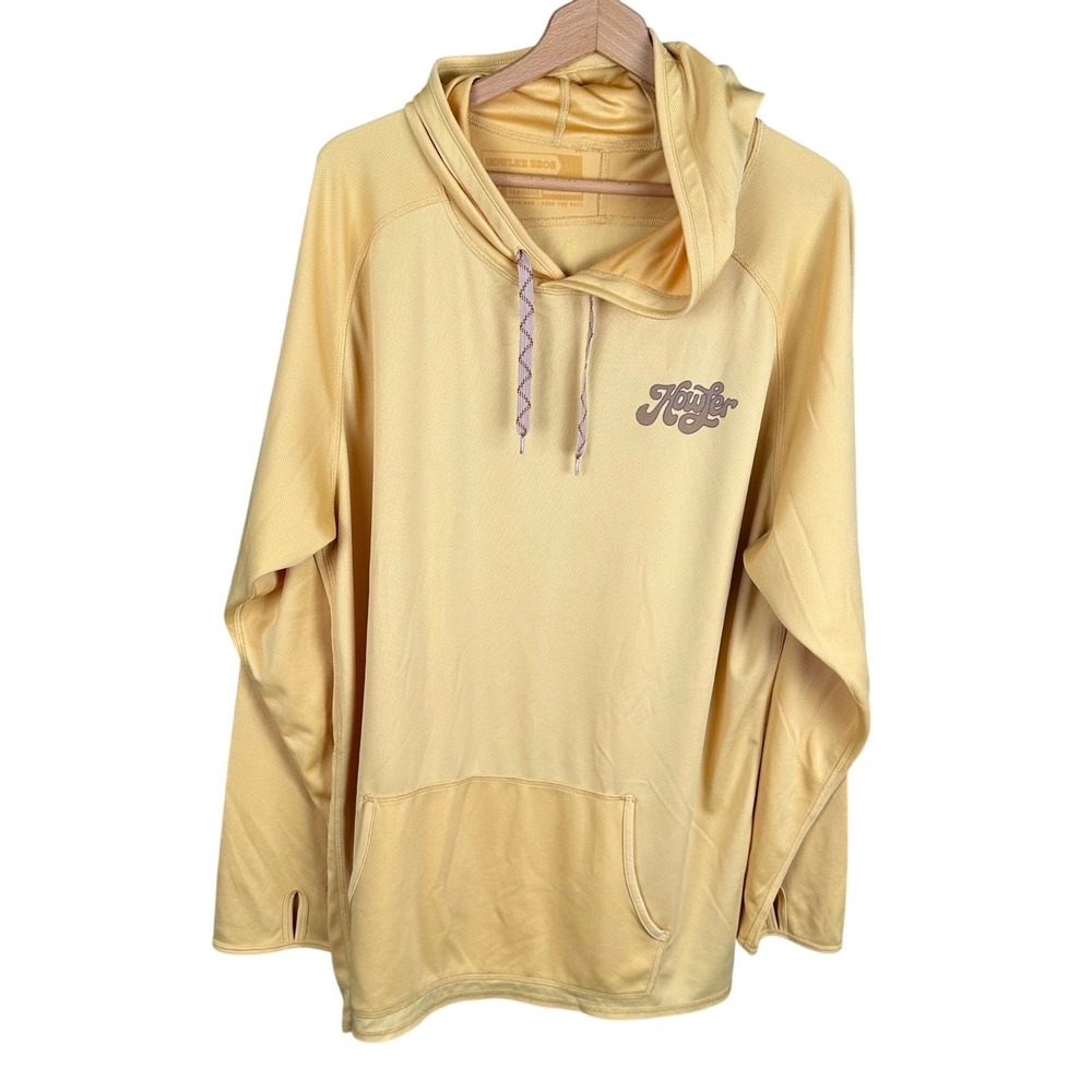 Howler Brothers Mens Yellow Graphic Sun Hoodie XXL Mountain Rainbow Thumbholes